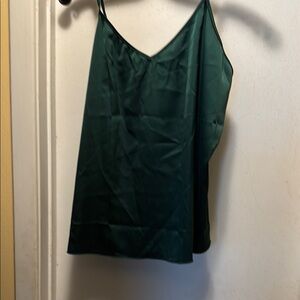 Green Camisole Top with V-Neck and Spaghetti Straps
